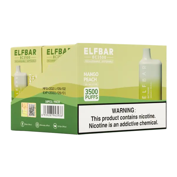 BUY 1 GET 1 FREE Mango Peach Elf Bar 3500 | Vape Amazon India Elf Bar